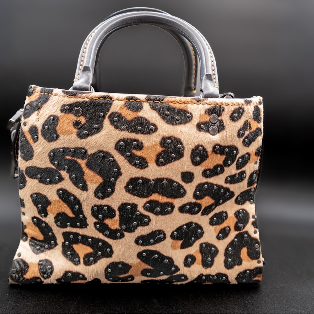 Coach Rogue 25 purse with embellished Leopard Print NWT - Picture 12 of 16